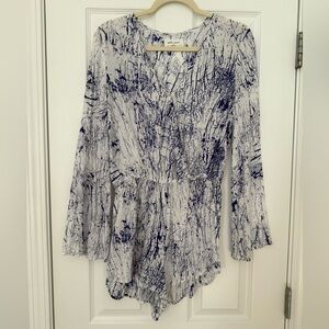 Navy and White linen bathing suit cover romper